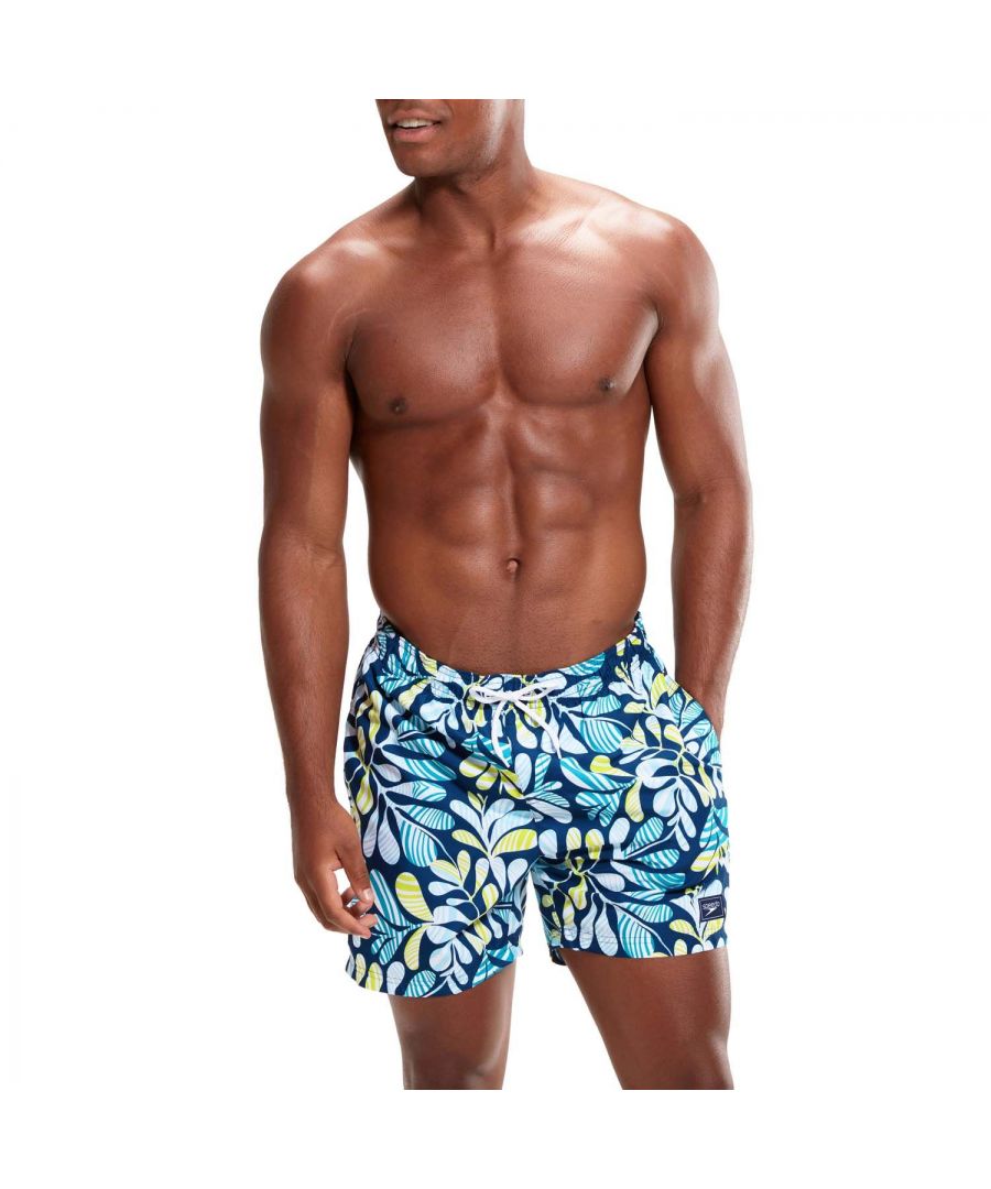 Speedo Mens Printed Leisure 16 inch Water Shorts in Blue green - Size Small