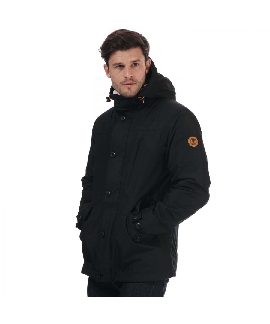 Mens Timberland Ecoriginal 3 in 1 Jacket in black.- Adjustable hood.- Ergonomic sleeves.- Inner pocket.- DryVent™ breathable waterproofing technology for repelling water from the outside and wicking away moisture from the inside.- 3-in-1  featuring a separate waterproof outer coat and insulated inner jacket which can each be worn separately or combined together.- 100% Polyester. Machine washable. - Ref: A22WZ0011
