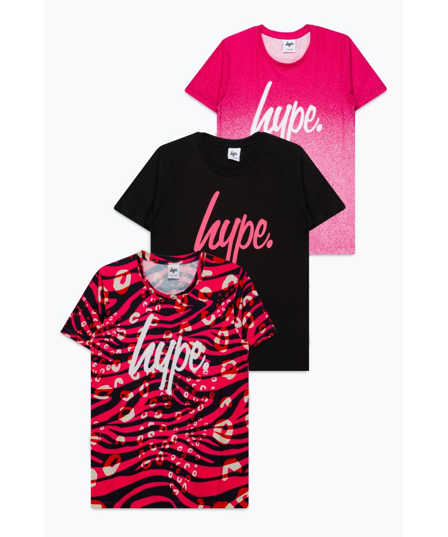 Image for Hype 3 Pack Pink/Black/Zebra Kids T-Shirt