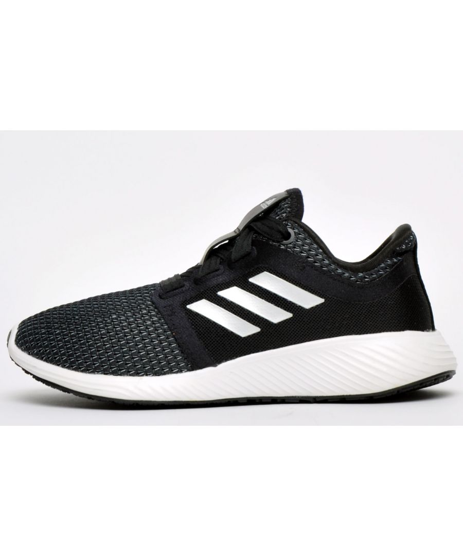 Womens adidas Edge Lux 3 Running Shoes in black silver.- Lace closure.- Metallic 3-Stripes. - Bounce Lite midsole. - Sock-like fit. - Women's-specific fit. - Lug rubber outsole. - Textile and synthetic upper  Textile lining  Synthetic sole.  - Ref.: EE4036