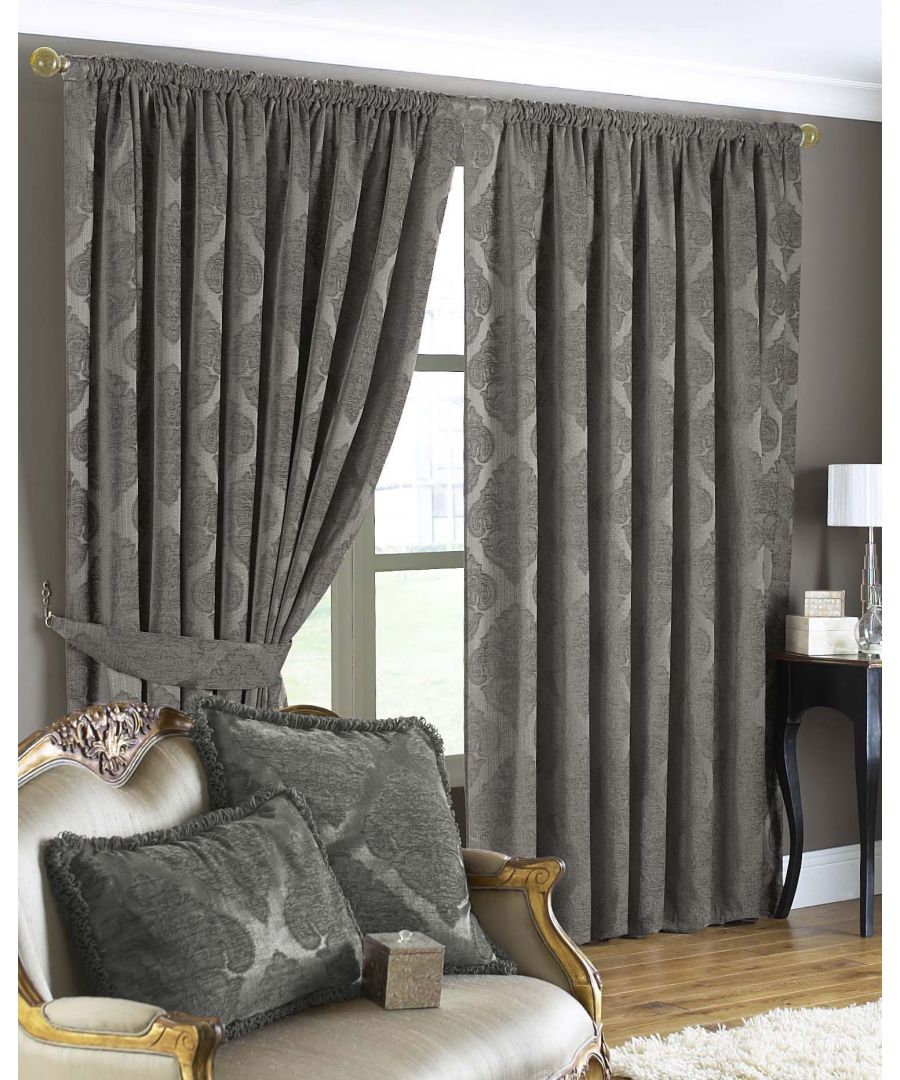 Paoletti Winchester Pencil Pleat Curtains - Silver - Size 168 cm x 183 cm