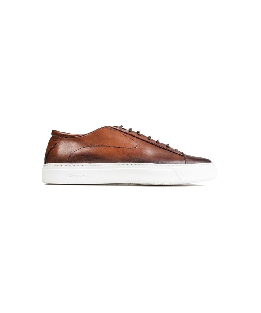 Mens tan Oliver Sweeney sirolo trainers, manufactured with leather and a rubber sole. Featuring: premium leather upper, textured sole for grip, outsole branding, branded sole and oliver sweeney branded.