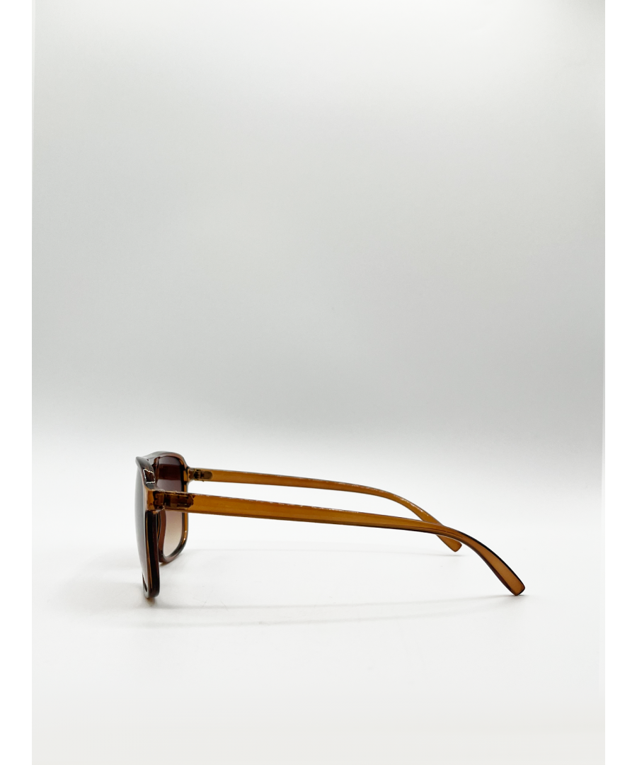 SVNX Mens Plastic frame navigator sunglasses - Brown - One Size