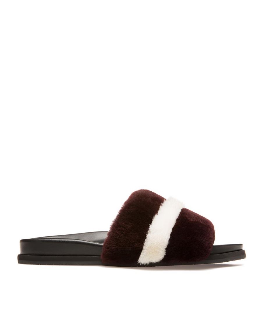 Image for Bally Womens Fluffy Slider with Stripe in Brown