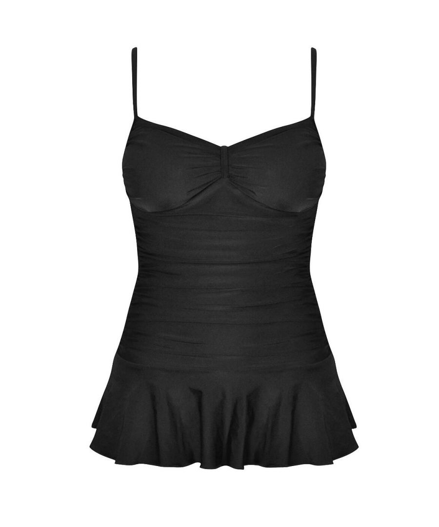 Seaspray Womens 30-2149 Just Colour Plain Draped Swimdress - Black - Size 10 UK