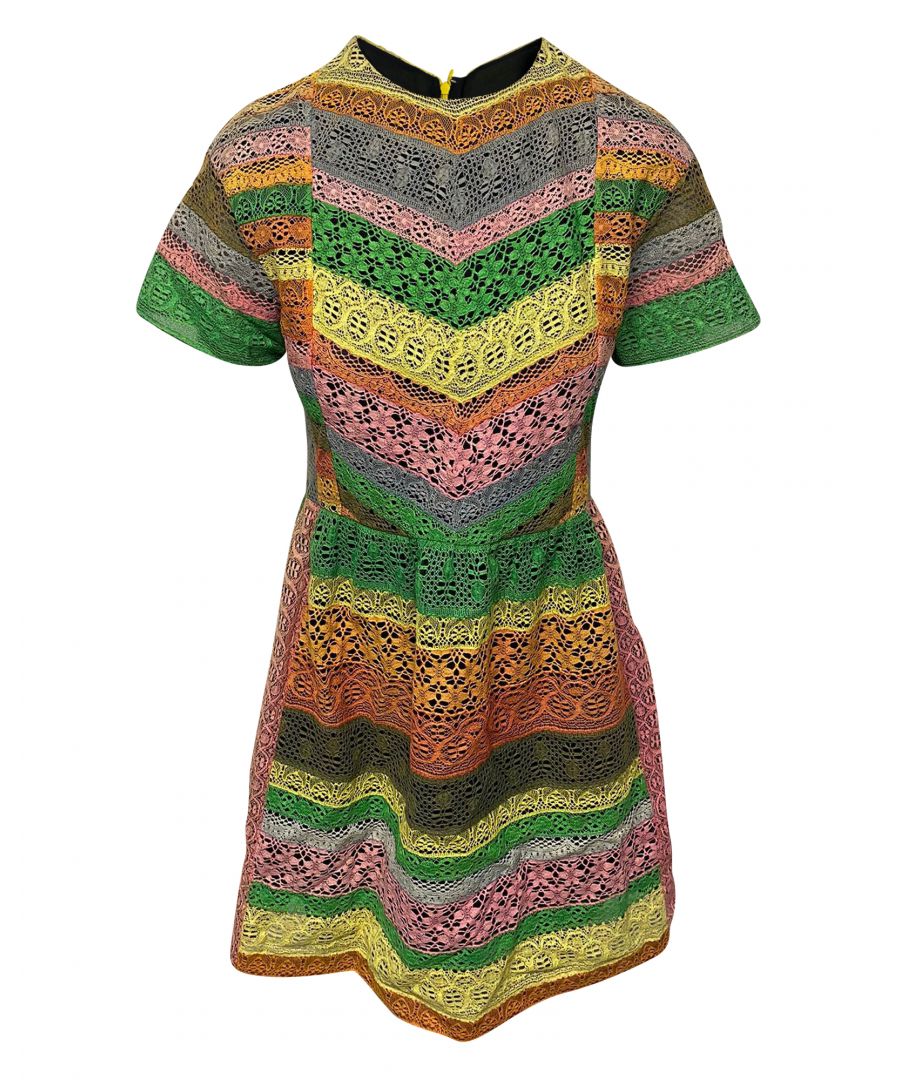 VINTAGE. RRP AS NEW. Go to a party and be polished with this Valentino dress. Rainbow is a great motif to stand out.\n\nValentino Rainbow Lace Formal Dress in Multicolor Polyamide\nColor: multicolor\nMaterial: Nylon | Polyamide\nCondition: excellent\nSize: 40/S\nSign of wear: No\nSKU: 86420   \nDimensions:  Length: 870 mm
