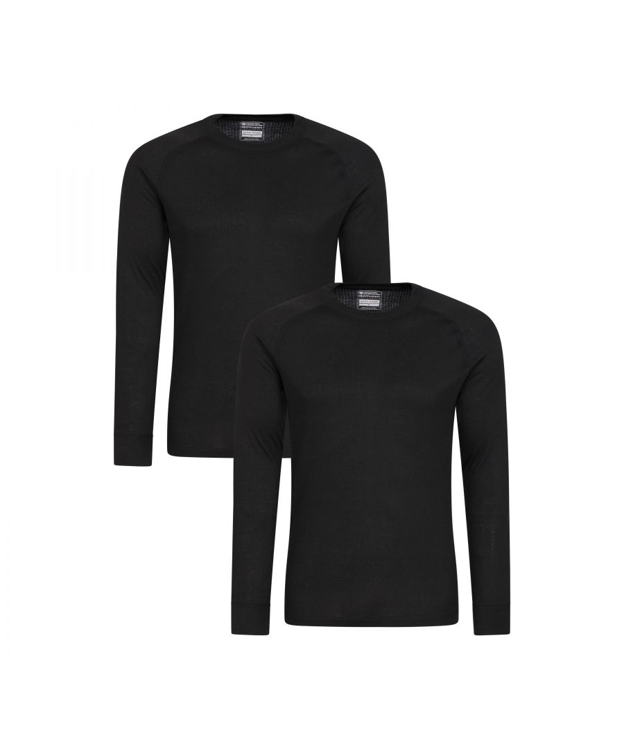 Mountain Warehouse Mens Talus Base Layer Top (Pack of 2) (Black) - Size X-Small - Secret Sales
