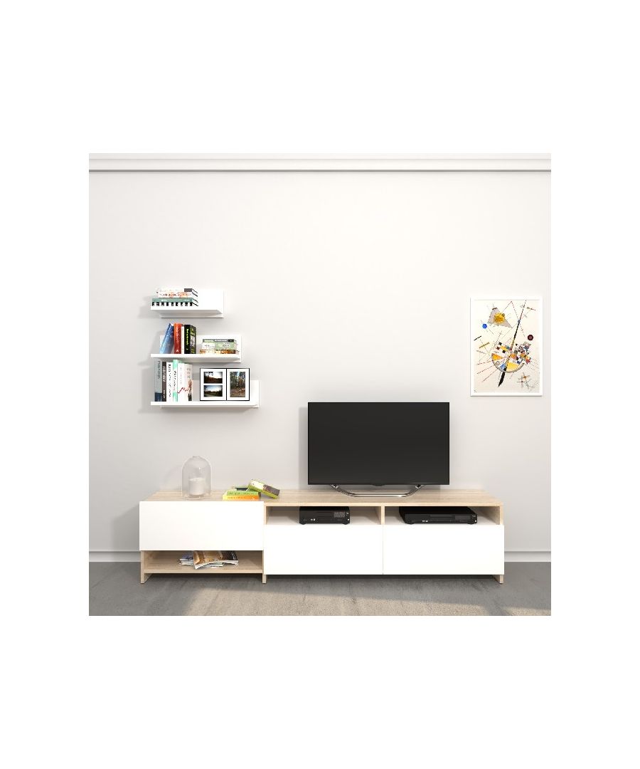 Image for HOMEMANIA Campbell TV Stand, in White, Sonoma