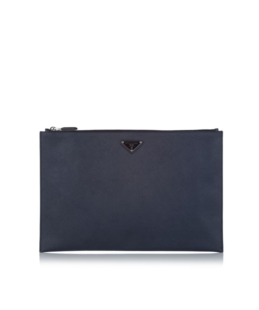 Image for Vintage Prada Saffiano Clutch Bag Blue