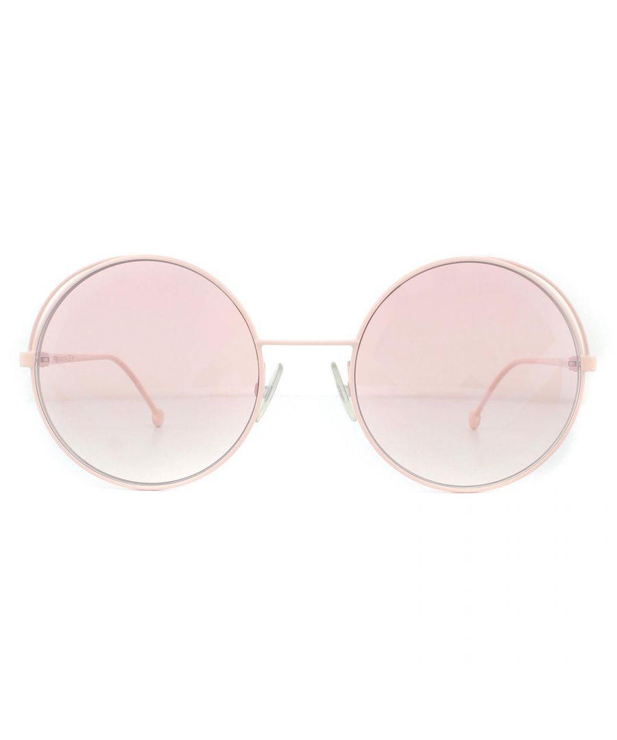 Fendi Sunglasses FF0343/S 35J 01 Baby Pink Pink Fendi Logo provide the wow factor with round lenses featuring the Fendi F logo on both. Super slim temples have the Fendi logo showcased next to the hinges. Adjustable nose pads and a superlight frame ensure these statement sunglasses are comfortable.