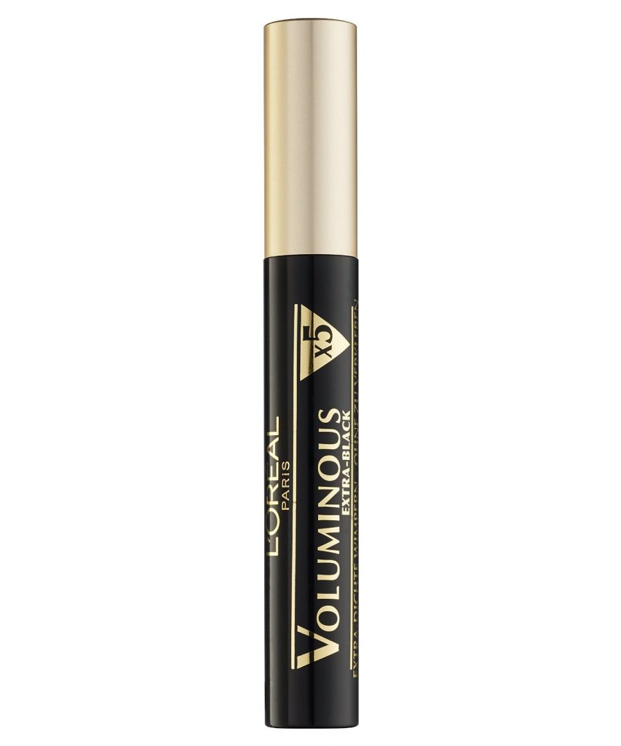 This L'Oreal Voluminous X5 special formula mascara is designed to make your lashes look visibly thicker, longer and yet still natural looking. It's suitable for sensitive eyes and contact lens wearers and can be easily removed with normal eye make-up remover. Just stroke it on and marvel at the way the brush fibres coat each eyelash fully and effortlessly without clumping or flaking of mascara. Available in Extra Black colour