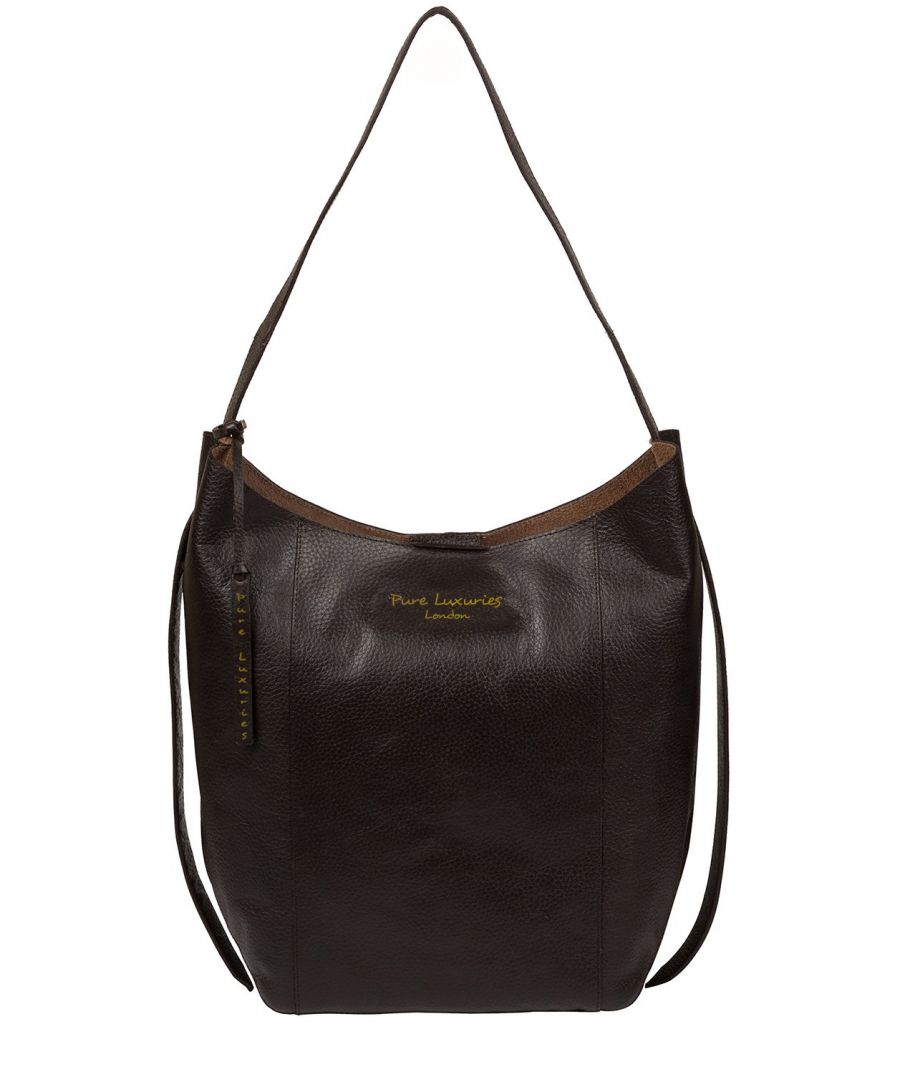 The 'Hoxton' shoulder bag is crafted from natural gold-standard leather for a unique and distinct finish that will evolve with time. As part of Pure Luxuries Essentials Collection, this style is free from polyester linings and plastic zips for an eco-friendly accessory. This style comes unlined with a robust and hard wearing central compartment with an exposed, soft to the touch leather interior. This bag is secured with a magnetic claps and decorated with hanging straps and the finishing touch is the gorgeous Pure Luxuries leather charm and embossed logo.