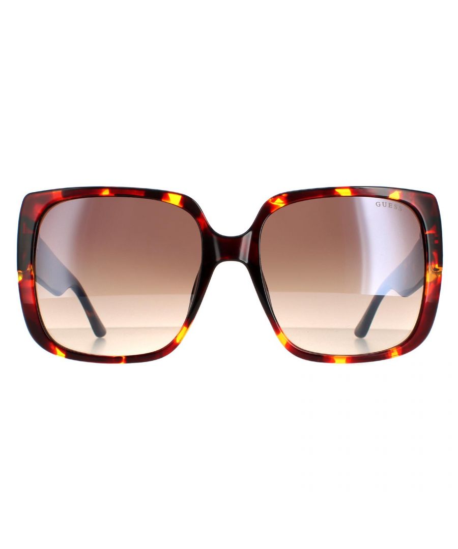 Guess Square Womens Dark Havana Brown Mirror GU7723  GU7723 are a stylish square style crafted from lightweight acetate. The silicone nose pads ensure all day comfort while Guess's logo features on the left lens for brand recognition.
