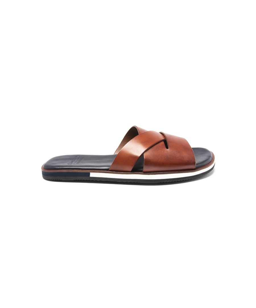 A New Sandal For The Summer Season, The Balkholme Has Leather Cross Over Straps That Are Hand Finished Using Oliver Sweeney's Tamponato Technique. The Sandal Is Then Finished With A Contrast Eva Midsole For Comfort, And A Branded Rubber Black Outsole For Added Durability.