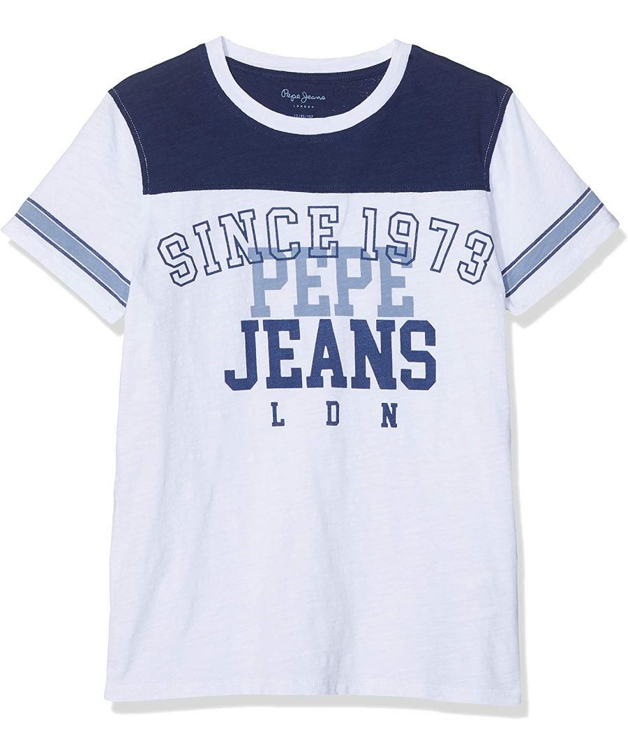 Image for Pepe Jeans Boys Contrast T-Shirt in White/Blue