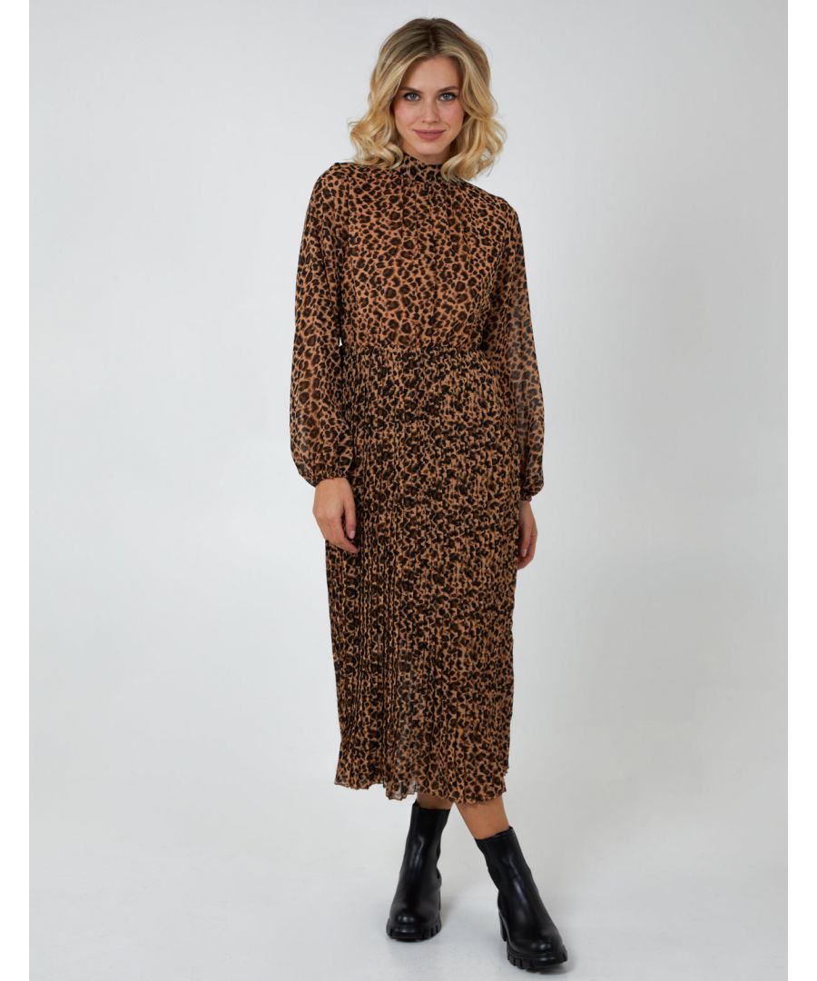 Feel fierce in this Animal Print High Neck Dress. With fitted waist, this figure flattering style is perfect for all occasions. Whether it's date night or you're going for drinks after work, we've got you covered. Pair with boots for an ideal winter style.