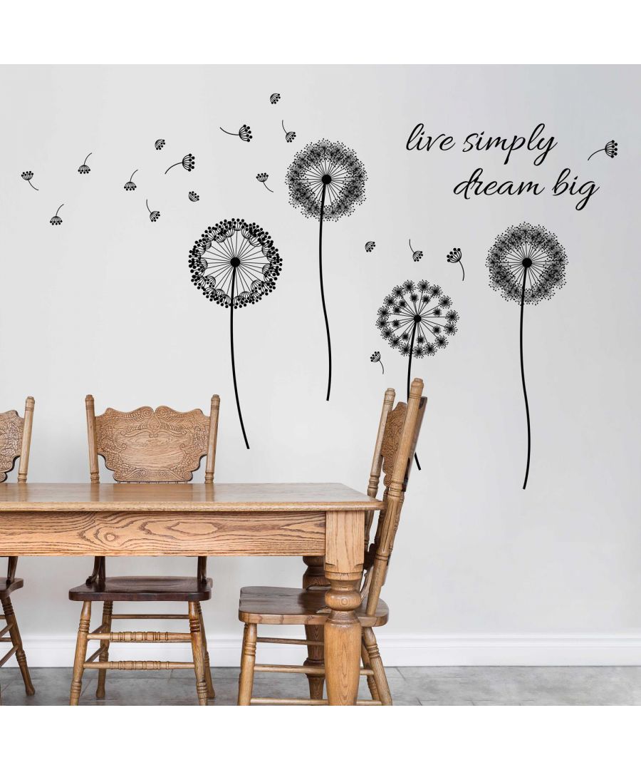 Image for Black Dandelion Live Simply Wall Stickers Wall Stickers, Kitchen, Bathroom, Living room, Self-adhesive, Decal, Decoration,DIY 94 cm x 160 cm