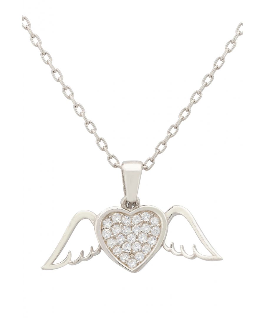 Image for Wings of Love Heart White Necklace Silver