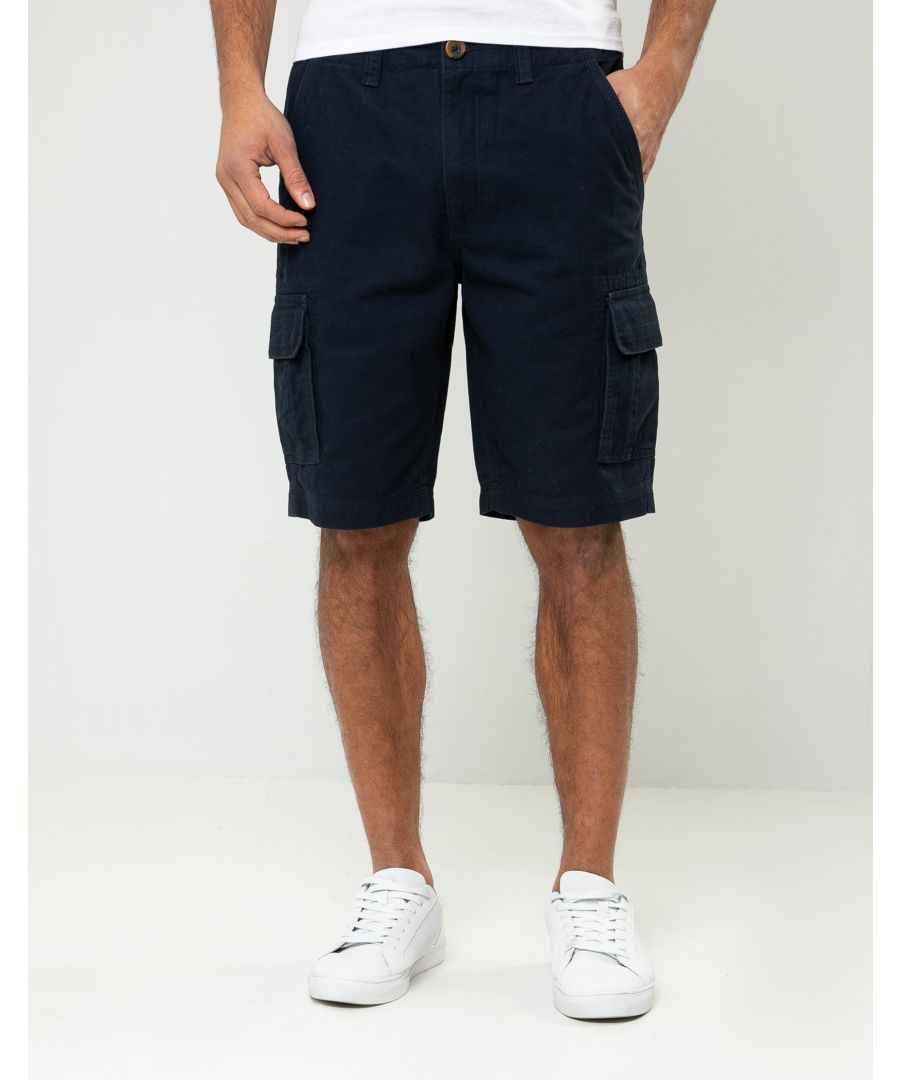 Threadbare Mens Navy Cotton 'Bute' Cargo Shorts - Size 30W/32L