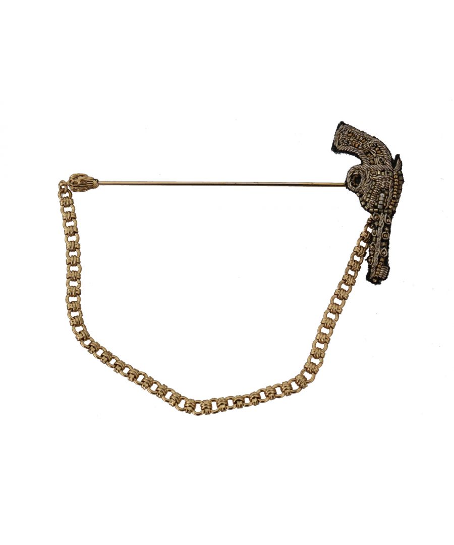 Image for Dolce & Gabbana Lapel Pin Gold Brass Copper Revolver Gun Brooch