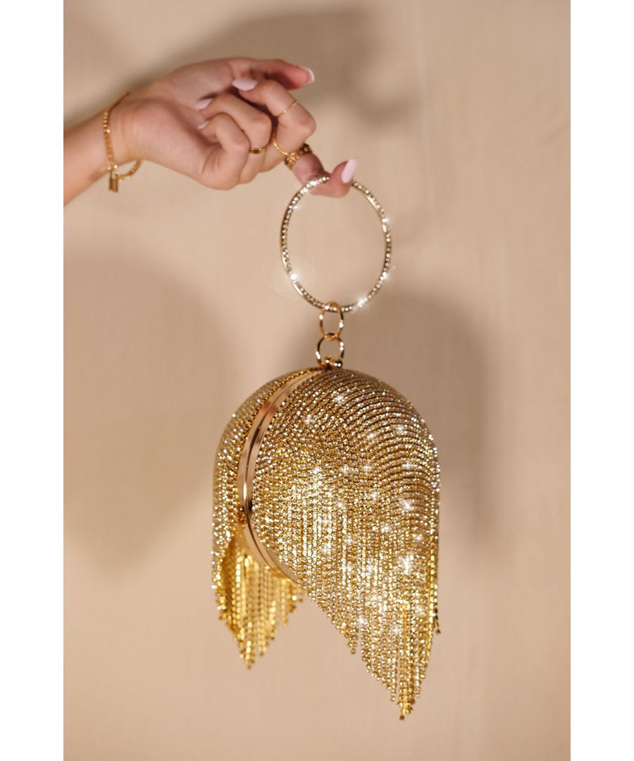 This tassel diamante bag is sure to be your new party season saviour. Featuring a gold diamante embellishment, tassle detail, Detachable strap with round handle. You will be sure to get plenty of compliments with this bang on trend Clutch Bag!