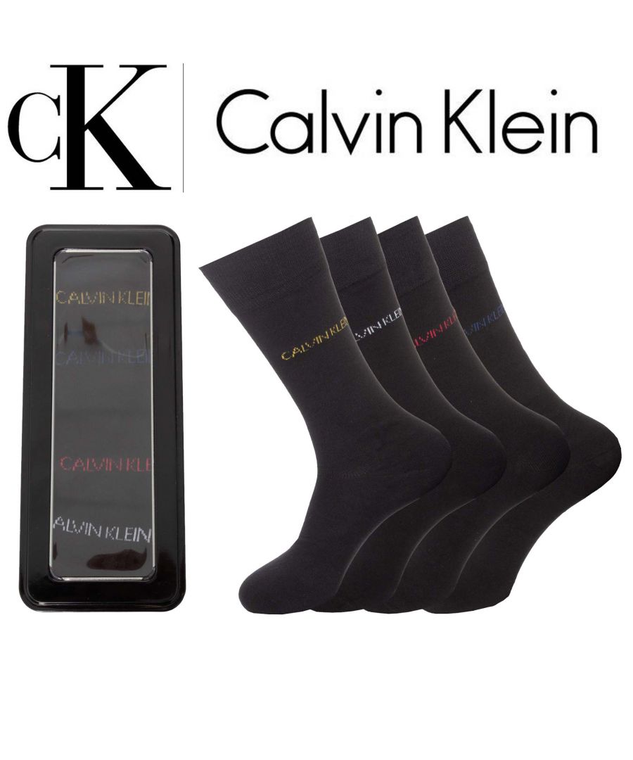 Refresh your Casual Collection, with these Calvin Klein Dress Socks. These Mid Calf Crew Socks  are presented in a Gift Box.