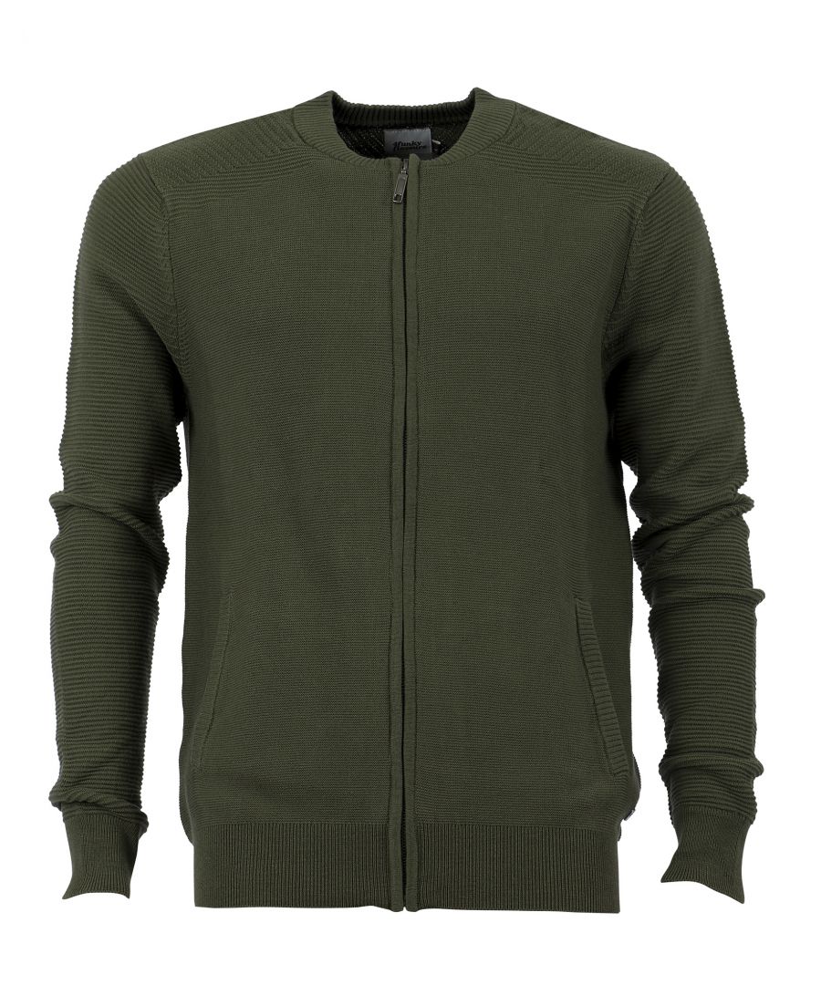 Dark green, knitted sweater with a zipper