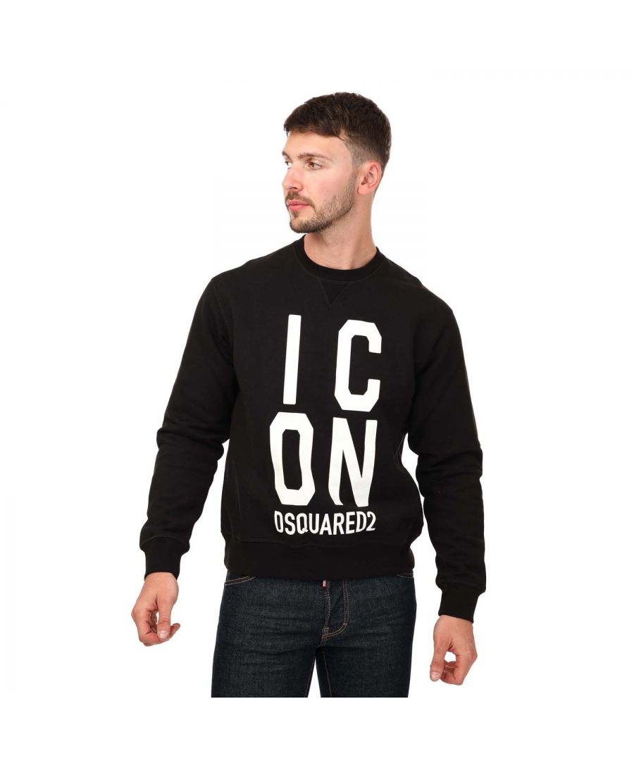 Dsquared2 Mens Icon Print Splatter Sweater in Black Cotton - Size X-Large