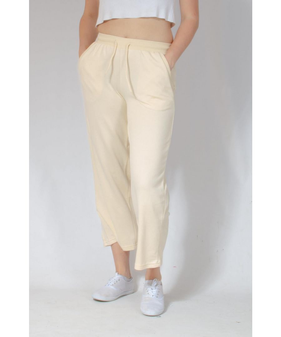 H&M Womens Relaxed Fit Joggers - Cream Cotton - Size X-Large