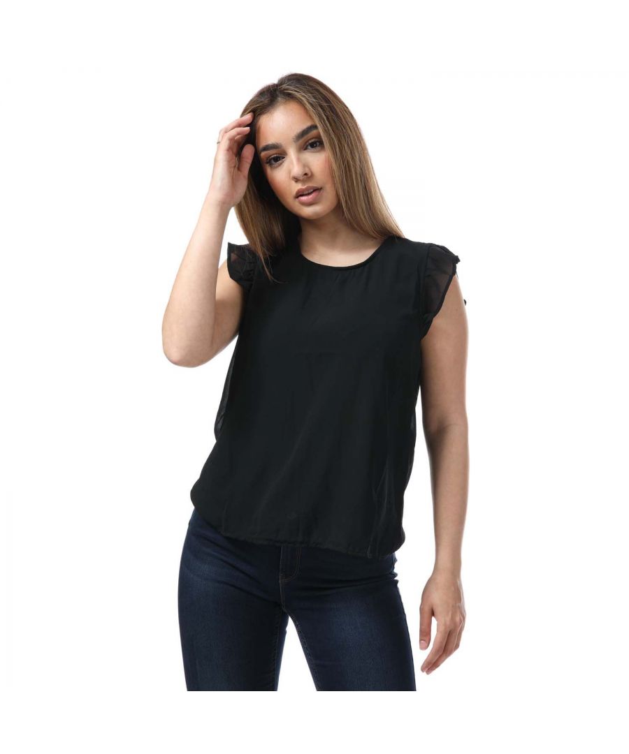 Image for Women's Only Ann Star Frill Sleeve Top in Black