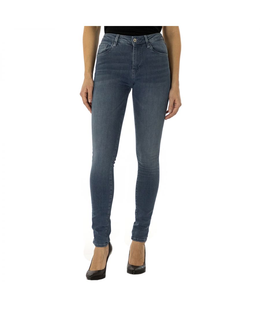pepe jeans womens women 5 pockets pants regent denim - blue cotton - size 27w/30l