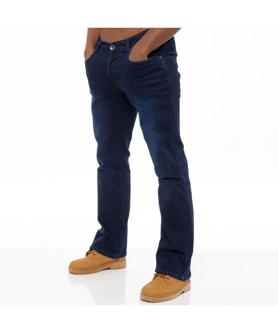 Image for Enzo Mens Bootcut Stretch Denim Jeans