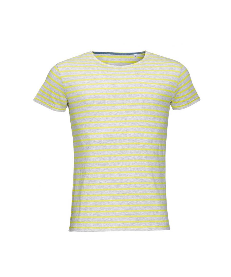 SOLS Heren Miles Gestreept T-Shirt met korte mouwen (As/Lemon)