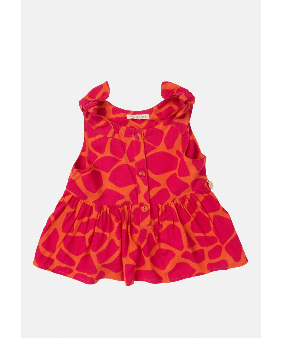 Cute and fun  you'll love this pink and orange bold print. Gorgeous woven vest  with button front and bow shoulder detail.    Wear with the matching shorts to coordinate.   Colour: Orange   100% VISCOSE    Look after me: think planet  machine wash at 30c.