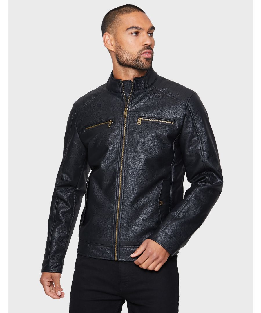 Bring some style to your wardrobe with this Threadbare faux leather, lined biker jacket from Threadbare. It features two front pockets and an inner phone sized pocket. Similar styles available.