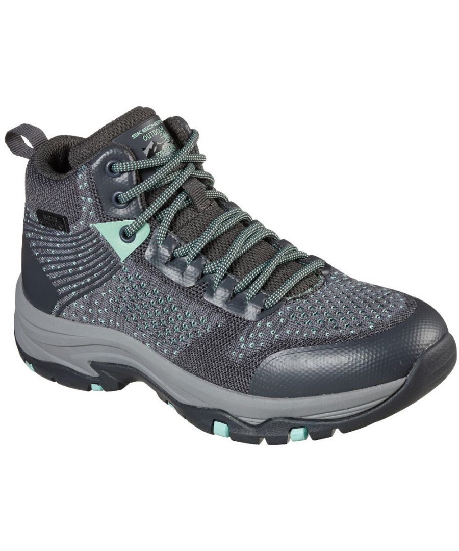 Relaxed Fit for a roomy comfort fit at toe and forefoot. Air-Cooled Memory Foam cushioned insole. Water repellent treated upper. Lightweight heathered-finish two color knit mesh and smooth hot-melt synthetic upper. Trail hiking ankle height boot design. All-terrain rubber traction outsole.