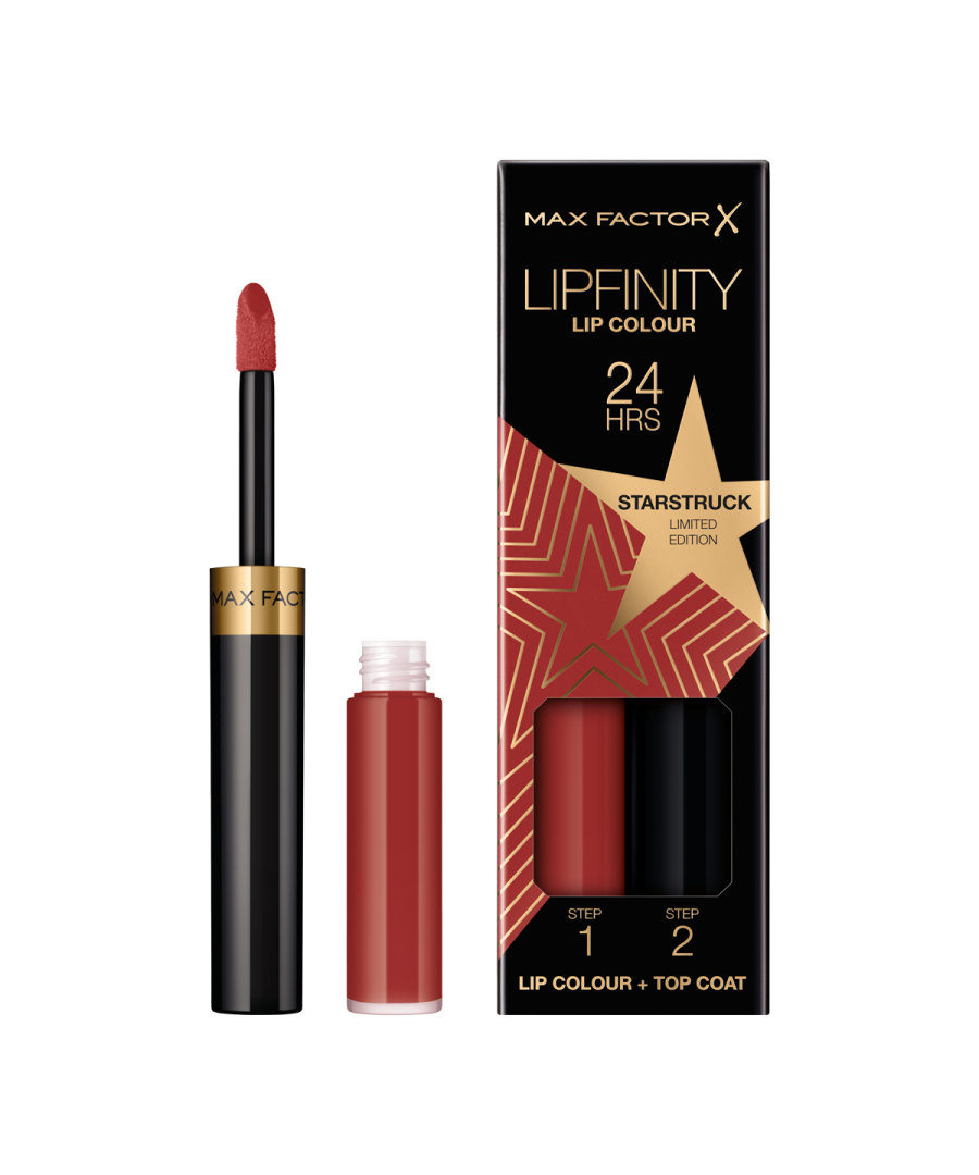 Max Factor presents the 'Limited Edition' Lipfinity Lip Colour 2-Step Rising Stars Collection. The 2-in-1 high intensity colour lipstick lasts for up to 24 hours, combining a vivid and lasting lip colour with a smooth finish and luscious shine thanks to our moisturising top coat balm. The defined applicator delivers ultimate precision and the gives you the flexibility to create the perfect lip look. Available in 6 additional new shades to add to your collection.