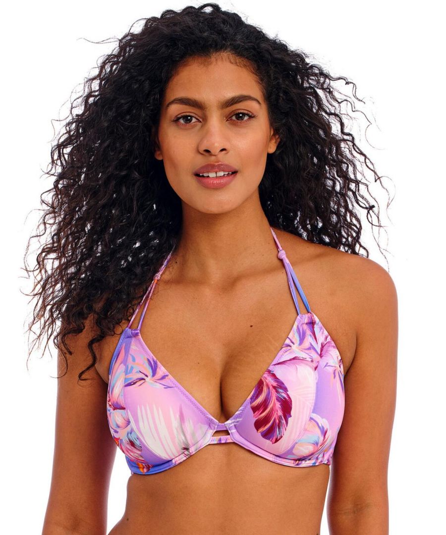 Freya Womens Miami Sunset Halter Bikini Top - Purple Polyamide - Size 38D