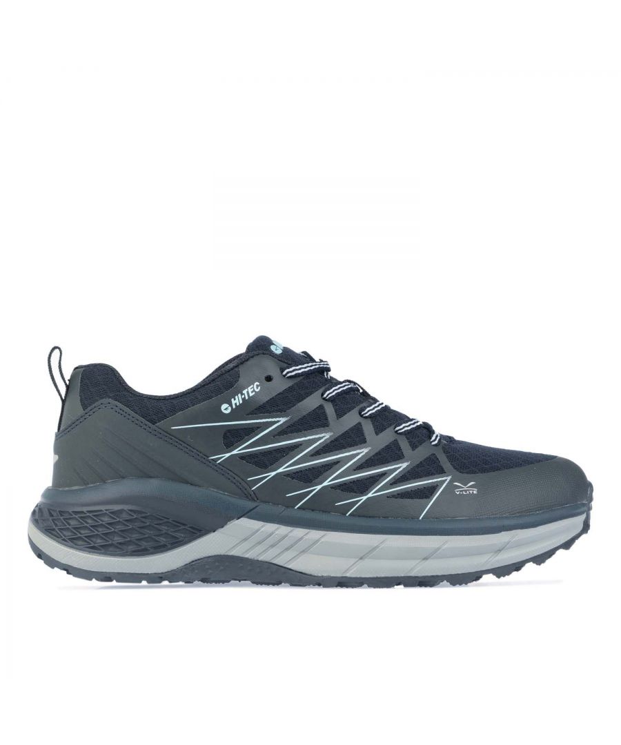 Womens Hi- Tech Trail Destroyer Running Shoes in indigo.- Synthetic and Textile upper.- Lace closure.- Mesh upper detail.- Heel pull tab.- Padded heel and ankle collar.- Removable foam insole.- Reflective elements.- Hi-Tec branding throughout.- Rubber sole.- Ref: O010199030