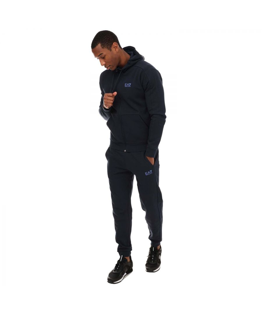 Men's Emporio Armani EA7 Visibility Cotton Blend Tracksuit in Navy