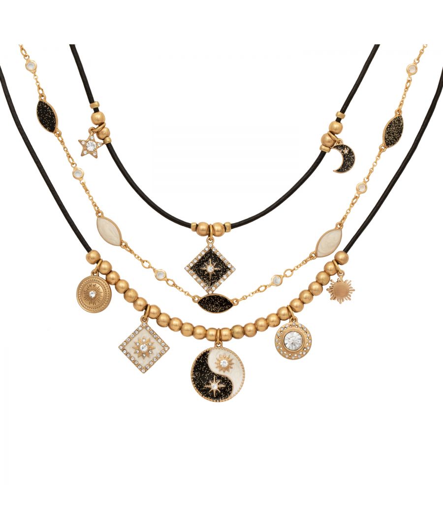Image for Gold 'Night & Day' Three Row Layered Necklace