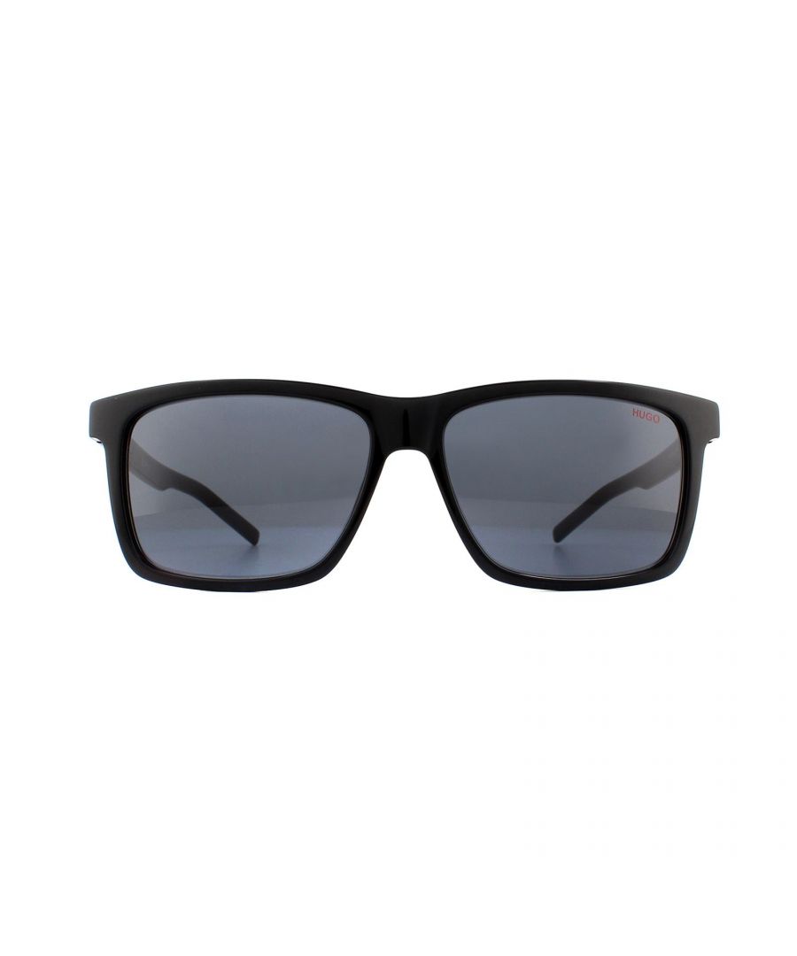 Hugo by Hugo Boss Sunglasses HG 1013/S OIT IR Black Grey are a timeless classic style with the rectangular shape and simple silhouette. The Hugo logo proudly displays on the temples and left lens.