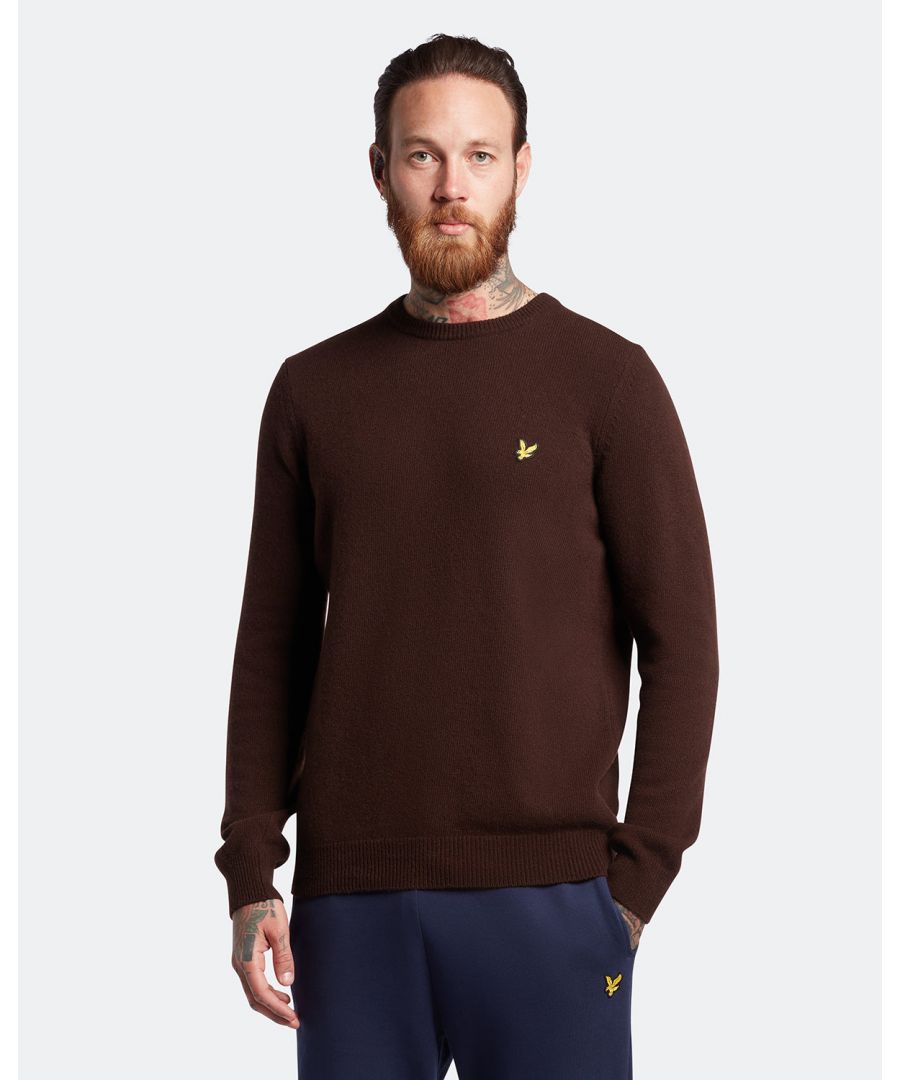Lyle & Scott Crew Neck Lambswool Jumper in Bruin