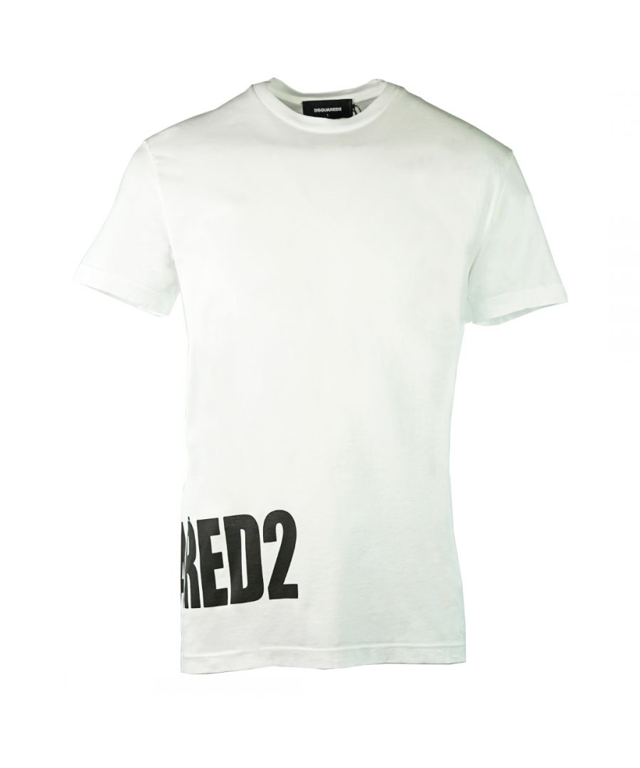 DSquared2 S74GD0463 S22427 100 T-Shirt. Crew Neck Tee. 100% Cotton. Printed Branding. Short Sleeves. Fits True To Size