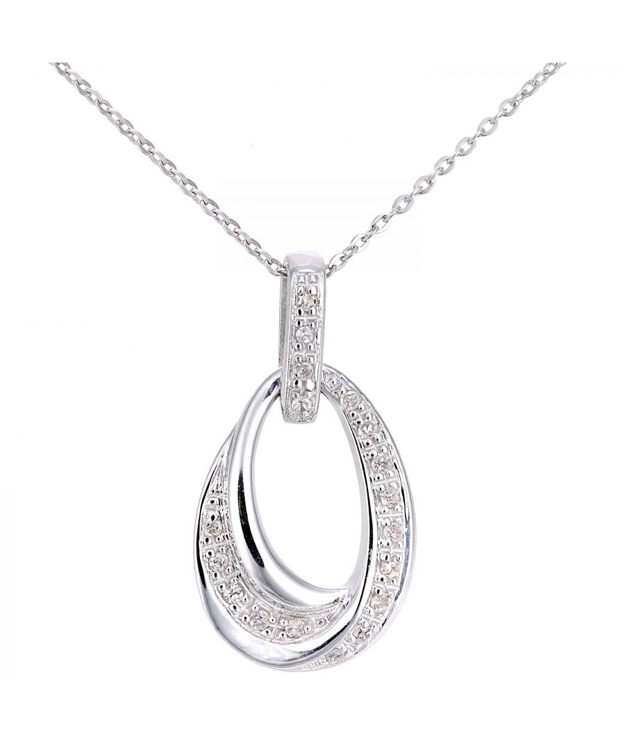 9ct witgouden diamanten traanketting met een lengte van 46 cm