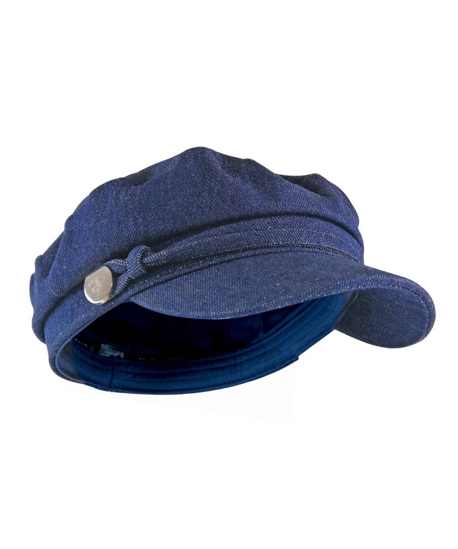 Image for Ladies Cotton Peaked Denim or Corduroy Baker Boy Hat Fiddler Cap