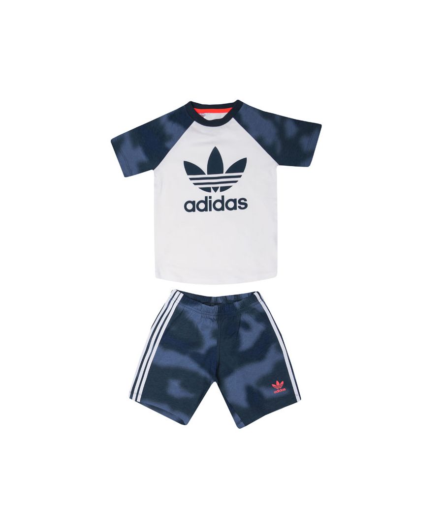 Image for Boy's adidas Originals Baby Camo Shorts And Tee Set in White blue