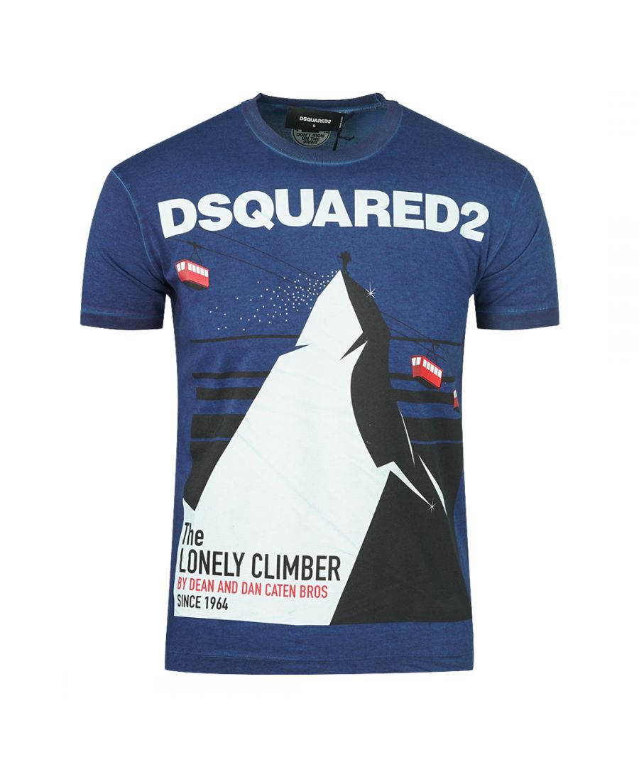 Image for Dsquared2 Lonely Climber Logo Blue T-Shirt