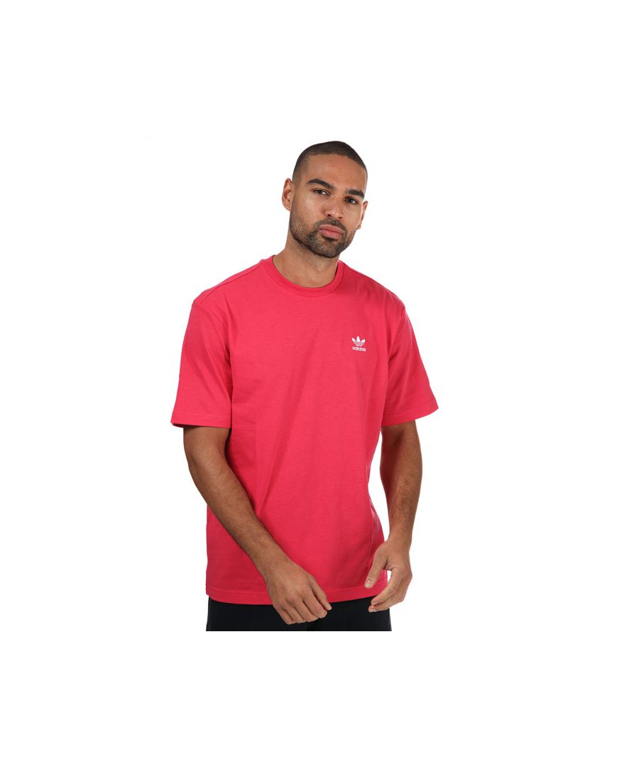 Men's adidas Originals Back + Front Print Trefoil Boxy T-Shirt in Pink white
