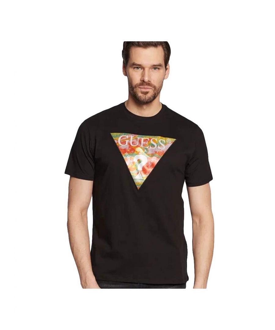 Guess Heren T-shirt Logo driehoek bloemen
